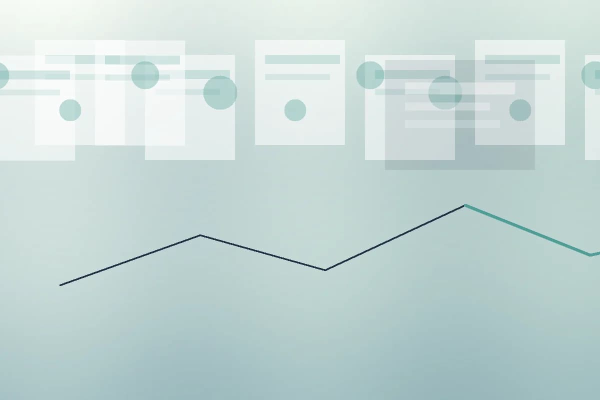 Exchange account layers with teal editorial blocks